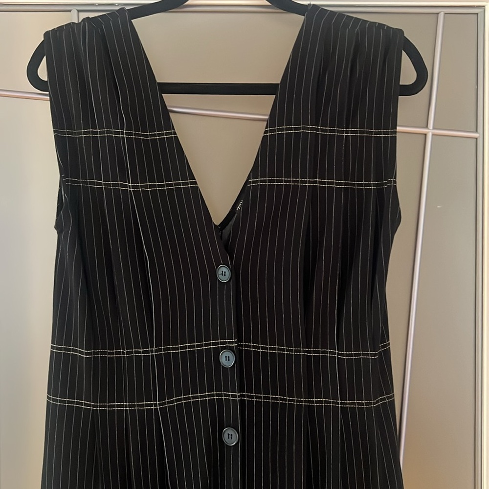 Zara Black Pinstripe Dress Small Oversized New without Tags - Picture 3 of 9